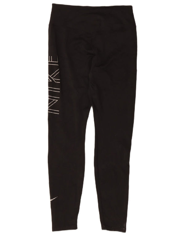 Nike Dame Dri Fit Grafiske Leggings UK 14 Large Sort