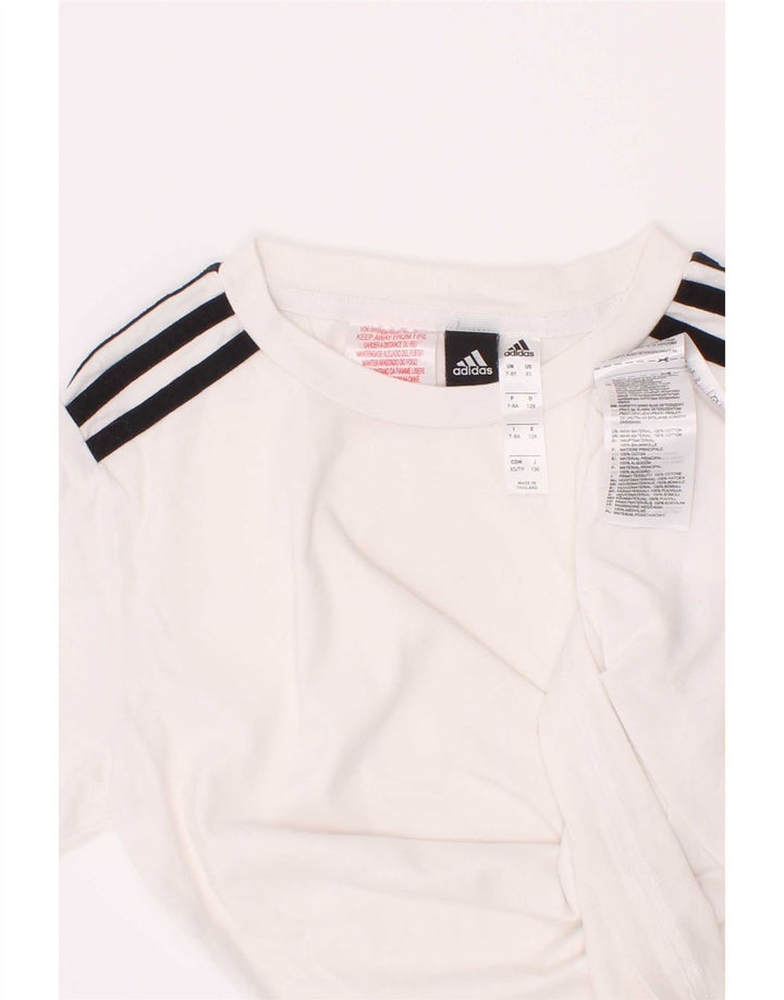 Adidas Boys T-Shirt Top 7-8 Years White Cotton