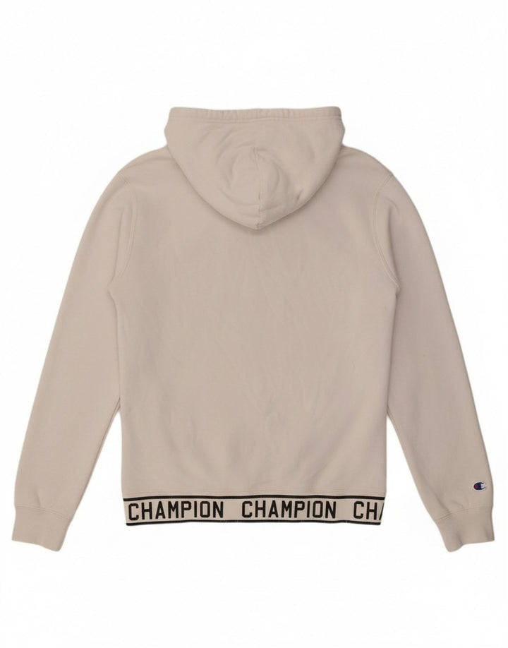 CHAMPION Suéter masculino com capuz gráfico pequeno algodão branco