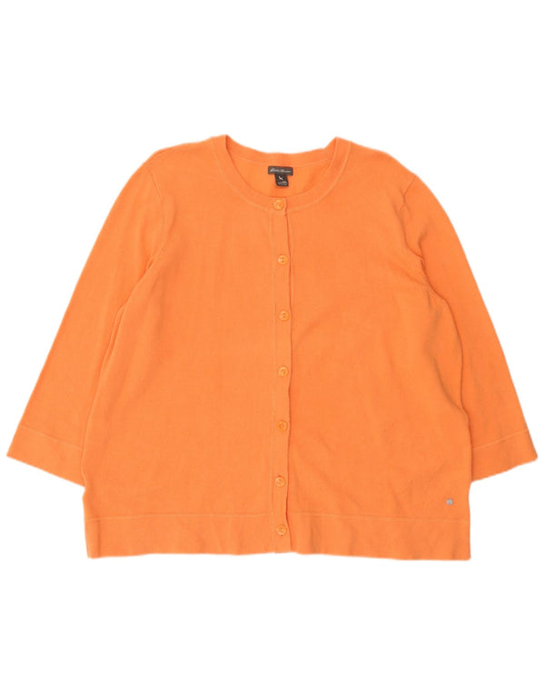 Eddie Bauer dame cardigan sweater med 3/4 ærmer UK 20 2XL orange bomuld
