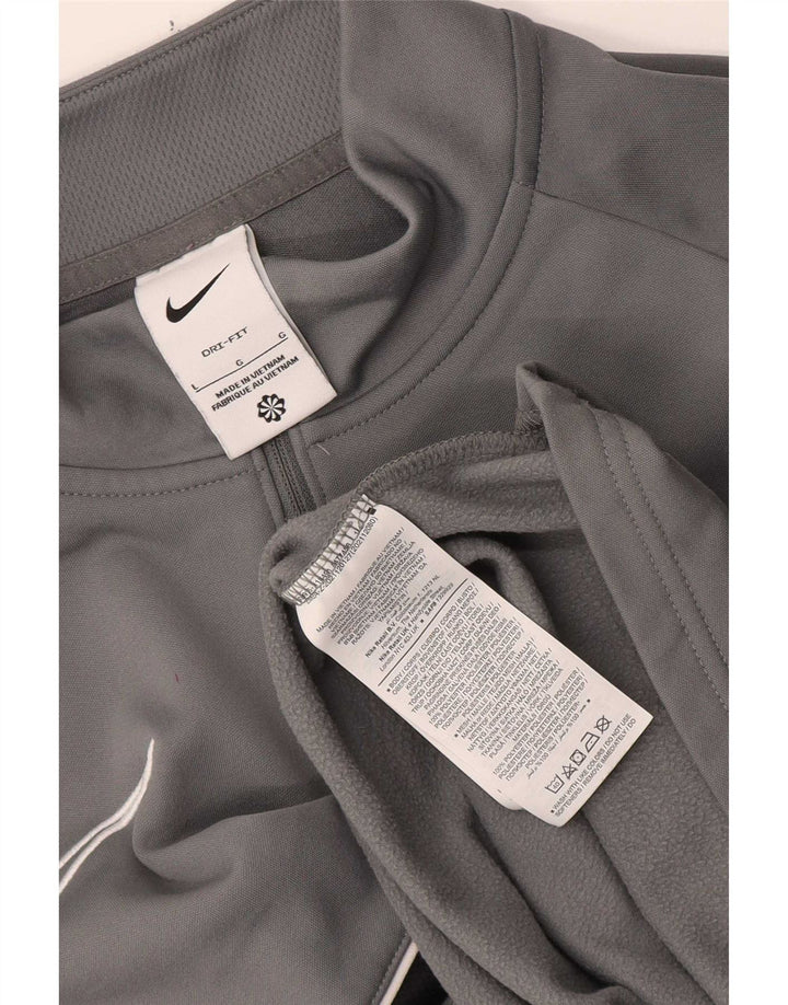 Nike Dri Fit Zip Neck Pullover Tuta da Uomo Top Large Grigio Colorblock