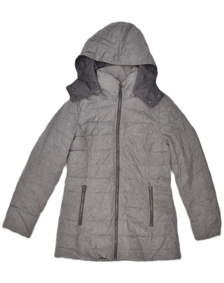 NAUTICA Womens Hooded Padded Jacket UK 14 Medium Grey Polyester | Vintage | Thrift | Second-Hand | Used Clothing | Messina Hembry 