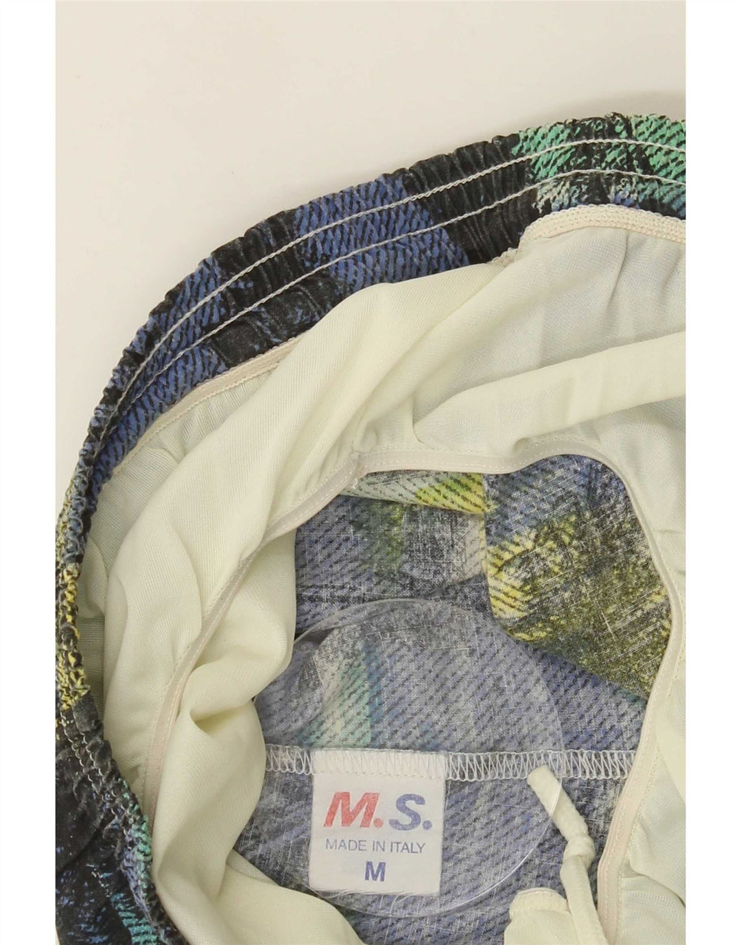 Pantaloncini da bagno grafici da uomo vintage con motivo astratto medio multicolore