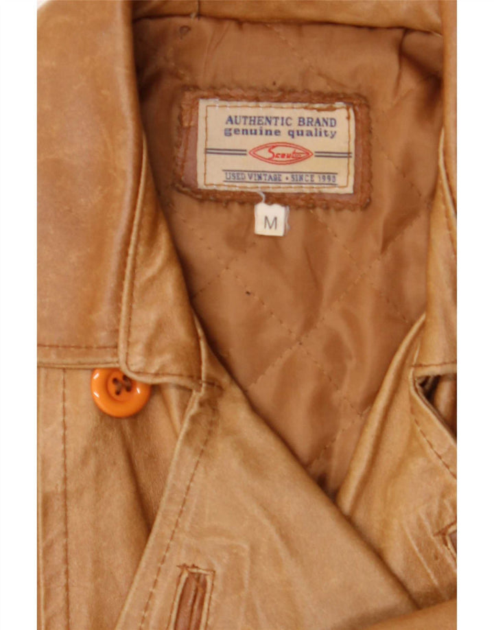 Scout Cappotto in pelle doppio petto da donna UK 14 Beige medio