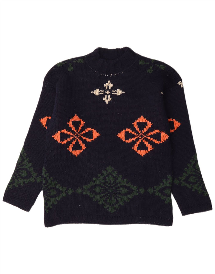 Męski sweter z golfem Foxhound, duży, granatowy, w kwiaty