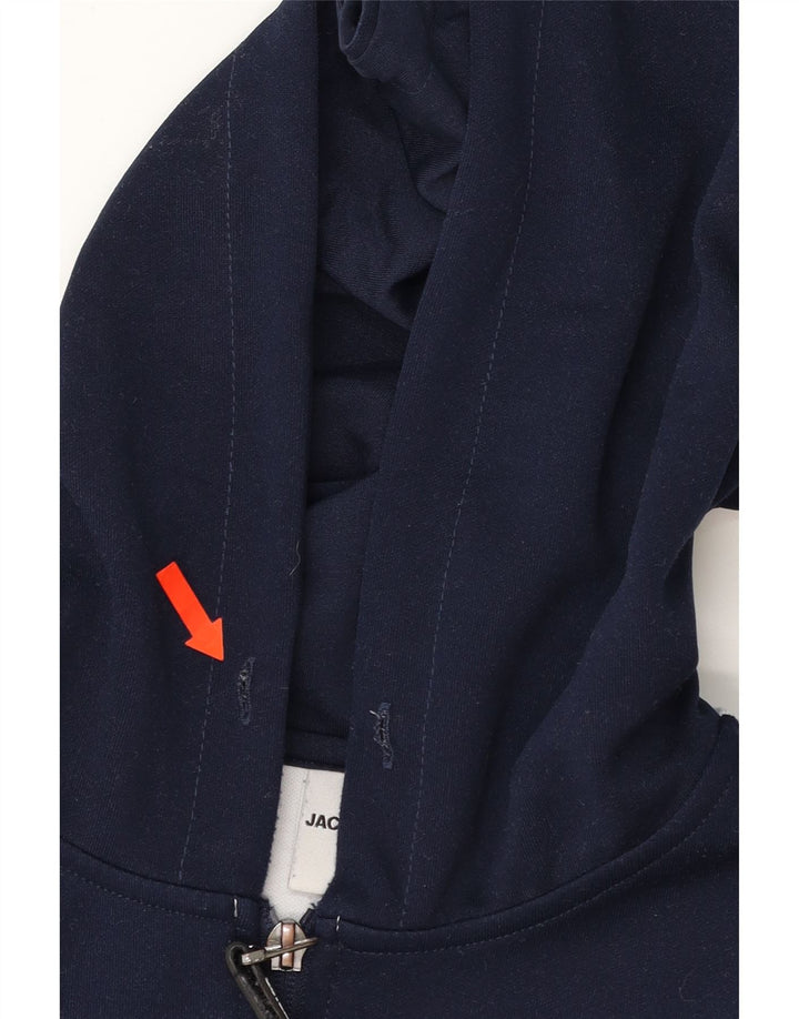 JACK & JONES Mens Core Zip Hoodie Sweater Small Grey Colourblock Polyester Vintage Jack & Jones and Second-Hand Jack & Jones from Messina Hembry 