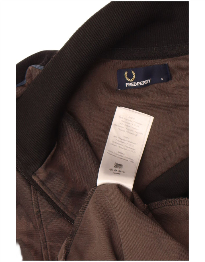 Fred Perry Mens Tracksuit Top Jacket Small Brown Camouflage Polyester