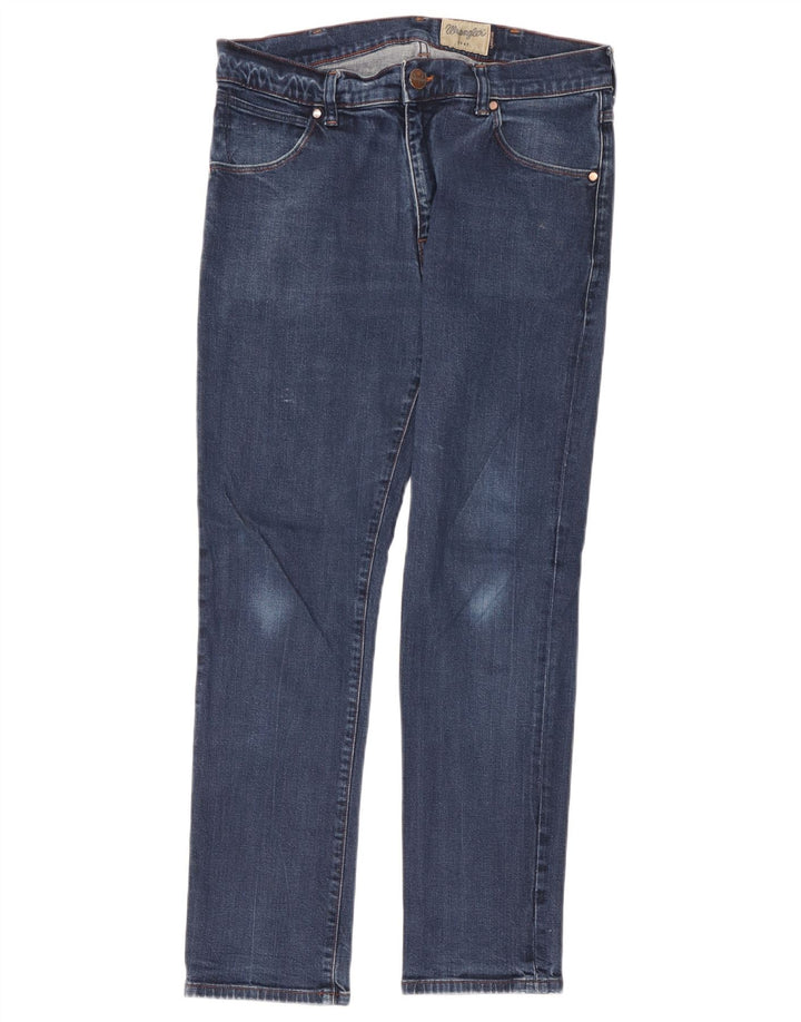 Wrangler Mens Straight Jeans W34 L32 Blue Cotton