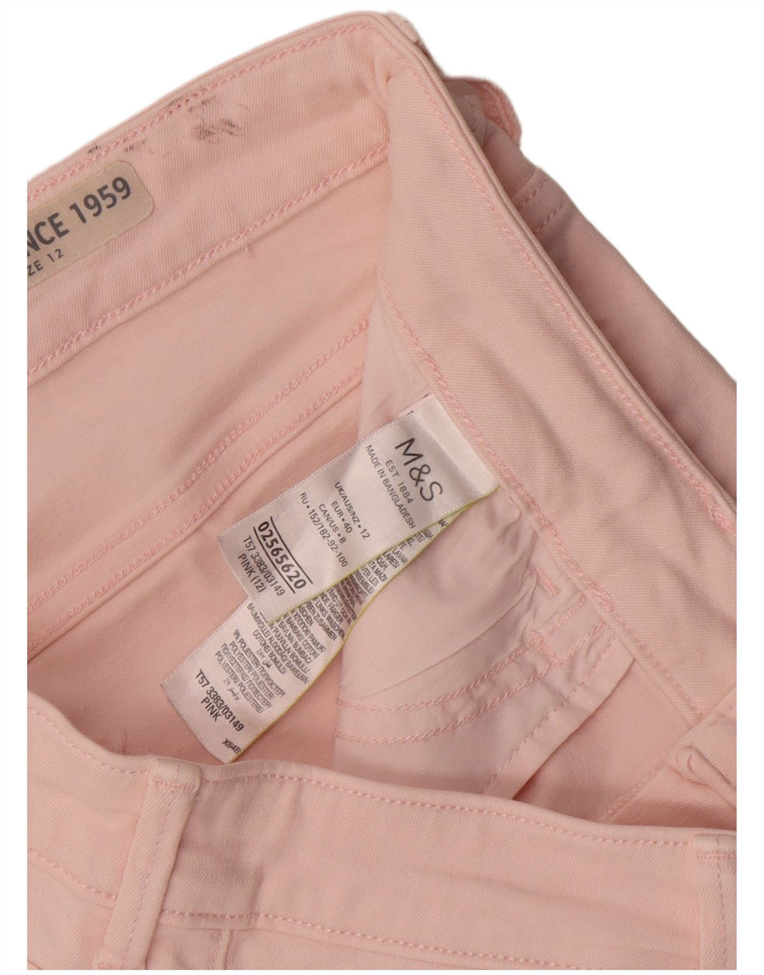 Marks & Spencer Womens Denim Shorts UK 12 Medium W30 Pink Cotton
