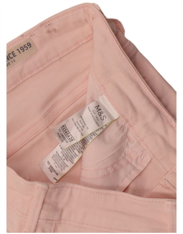 Marks & Spencer Womens Denim Shorts UK 12 Medium W30 Pink Cotton