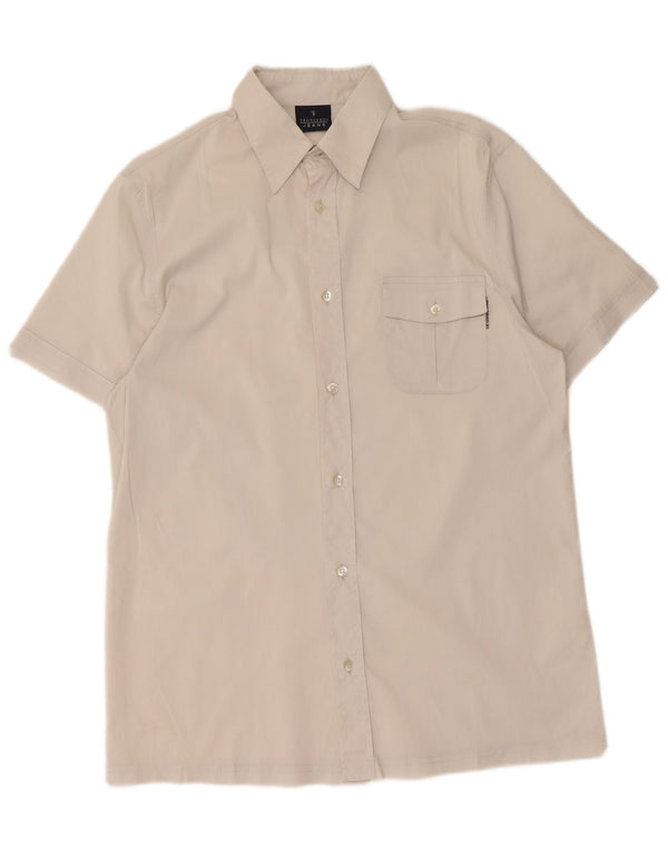 Trussardi Jeans Mens Short Sleeve Shirt Medium White Cotton