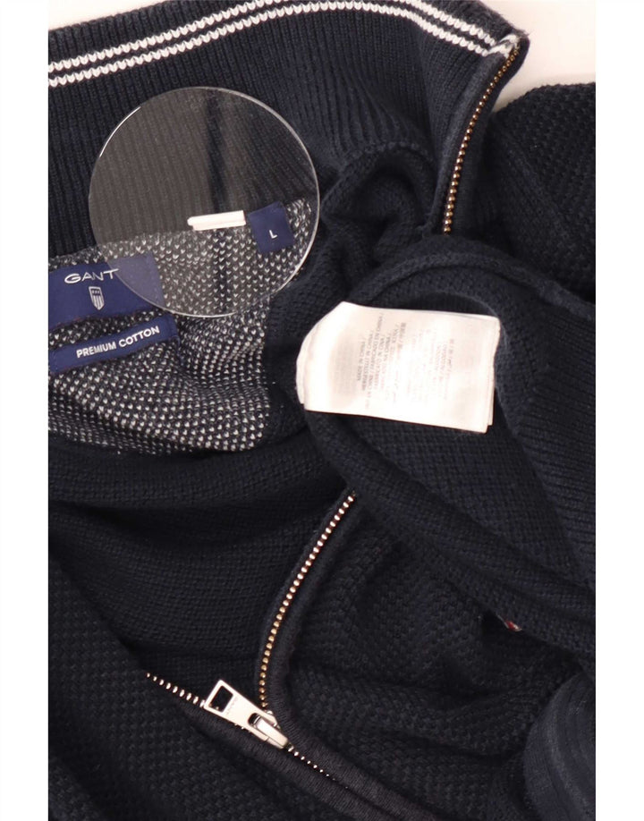 Gant Maglione Cardigan da Uomo Grande in Cotone Blu Navy