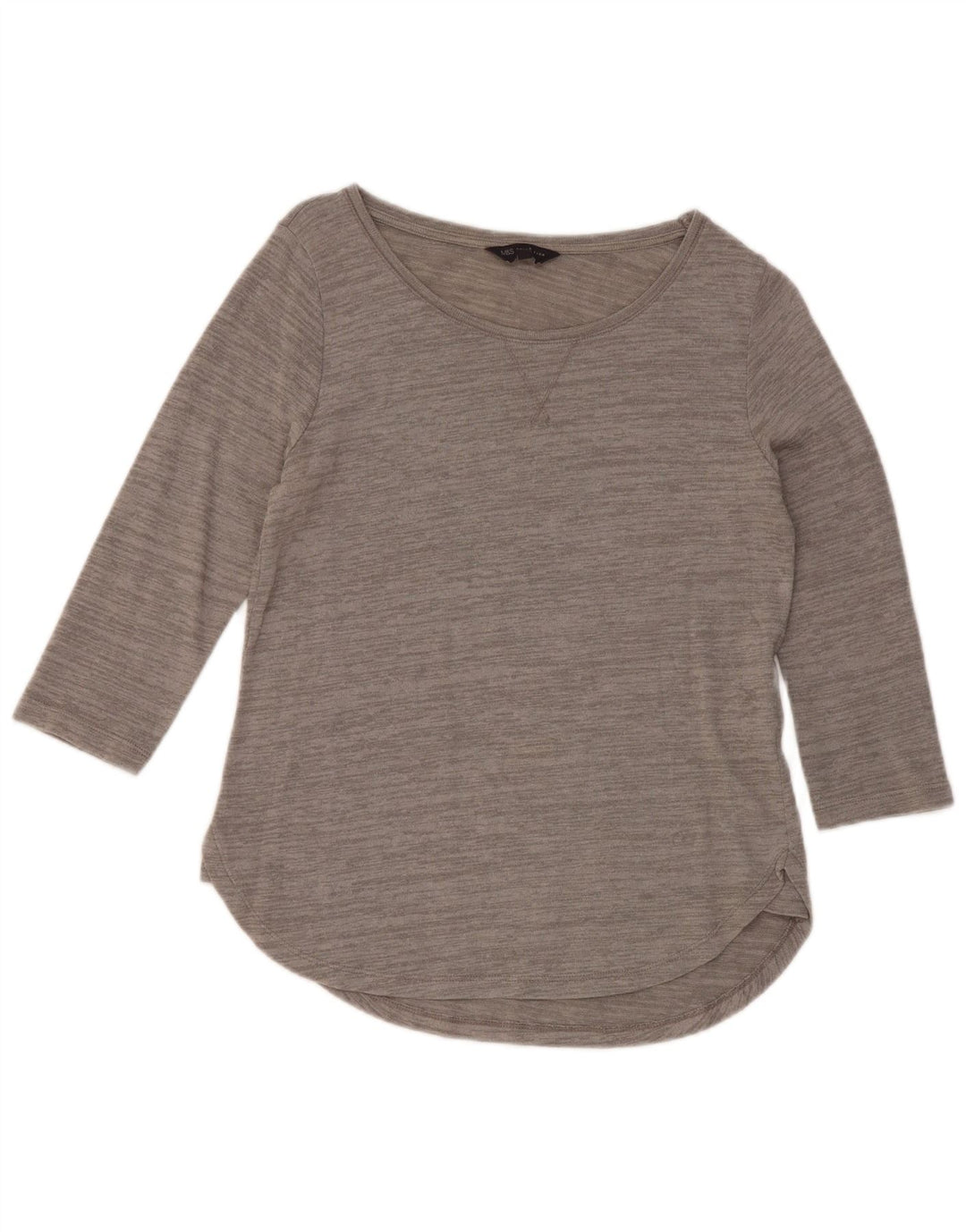 Marks & Spencer Womens Top 3/4 Sleeve UK 10 Small Grey Flecked Viscose