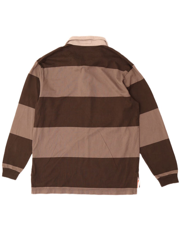Slam Polo Rugby De Manga Larga Hombre XL Algodón A Rayas Marrón