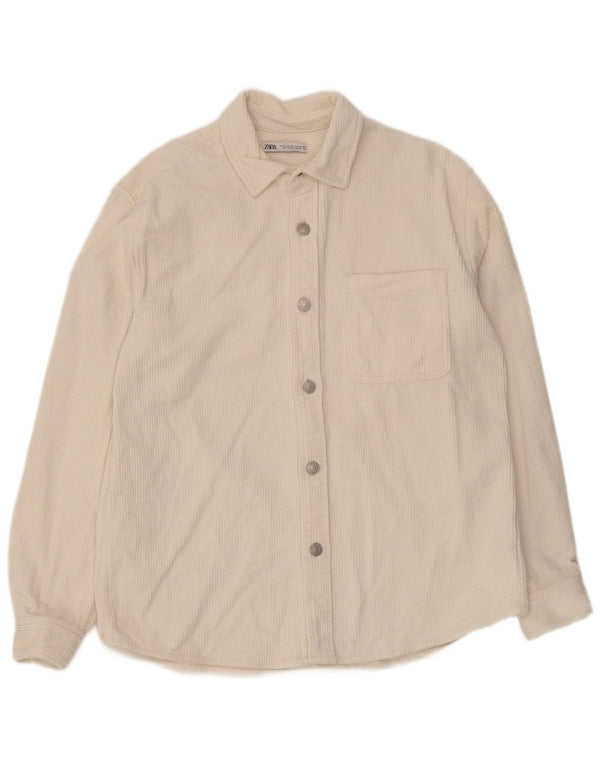 Zara Mens Corduroy Shirt Medium White Cotton