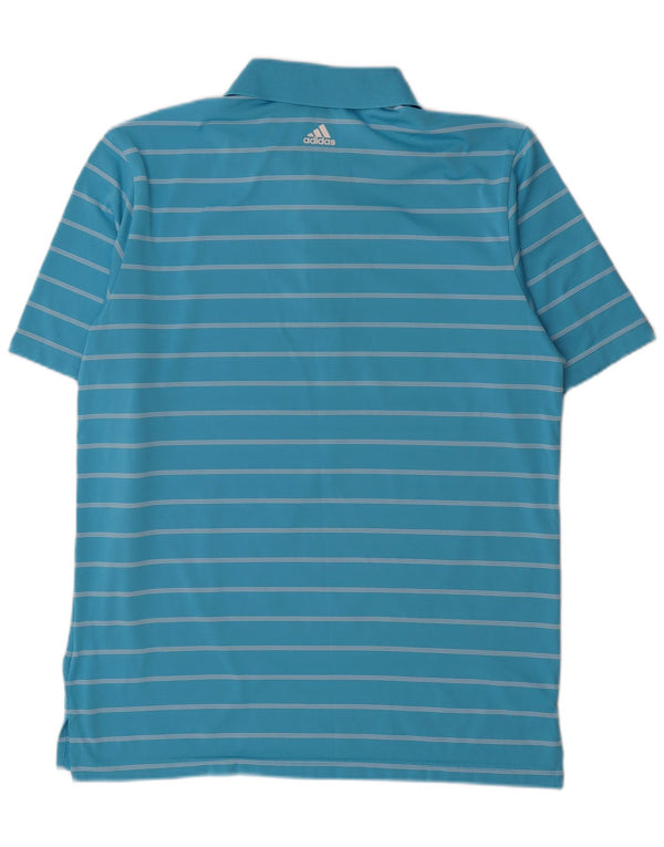 Adidas Mens Polo Shirt Medium Blue Striped Polyester