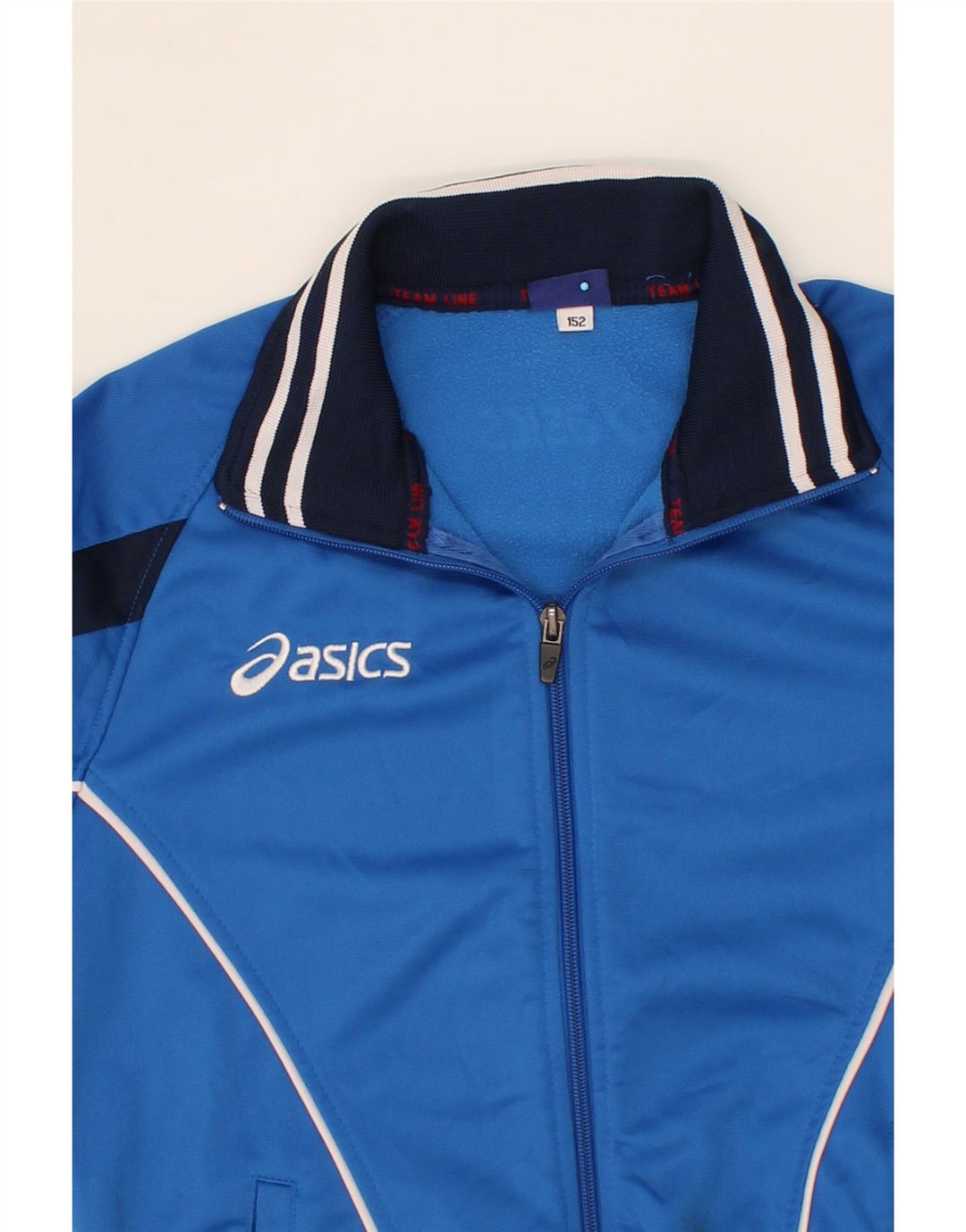 ASICS Boys Tracksuit Top Jacket 11-12 Years Blue Colourblock Polyester Vintage Asics and Second-Hand Asics from Messina Hembry 