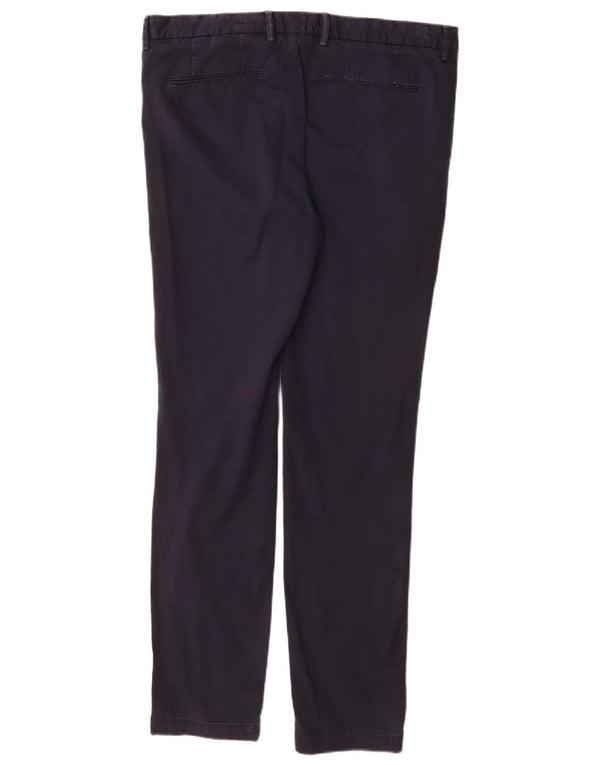 Hugo Boss Mens Slim Chino Trousers EU 52 XL W36 L32 Navy Blue Cotton