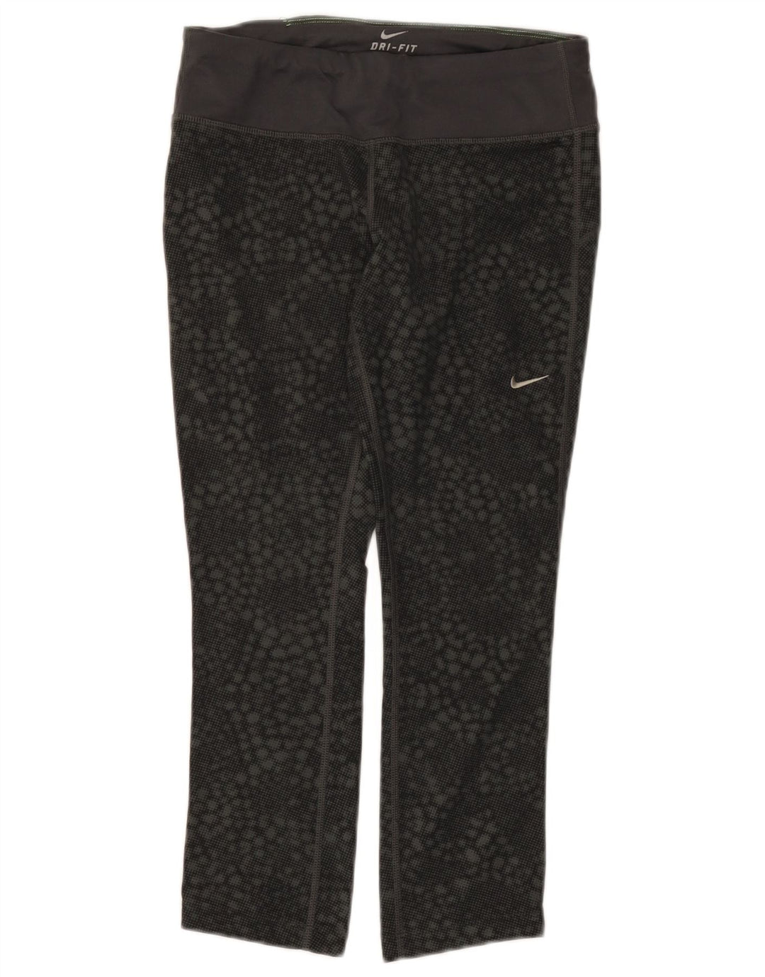 Nike Womens Dri Fit Capri Leggings UK 8 Small Black Geometric Polyester