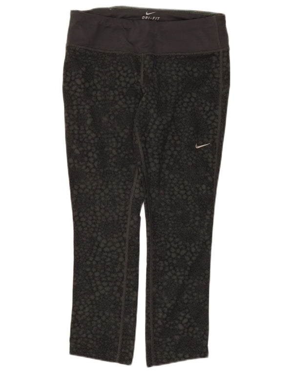 Nike Legging Capri Dri Fit pour femme UK 8 Small Noir Géométrique Polyester