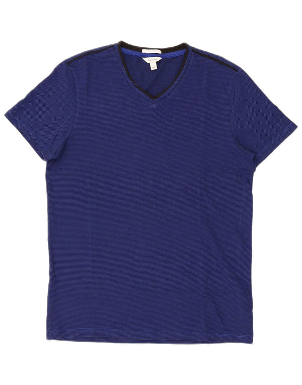 Calvin Klein Mens Short Sleeve Regular T-Shirt Top Small Navy Blue Striped