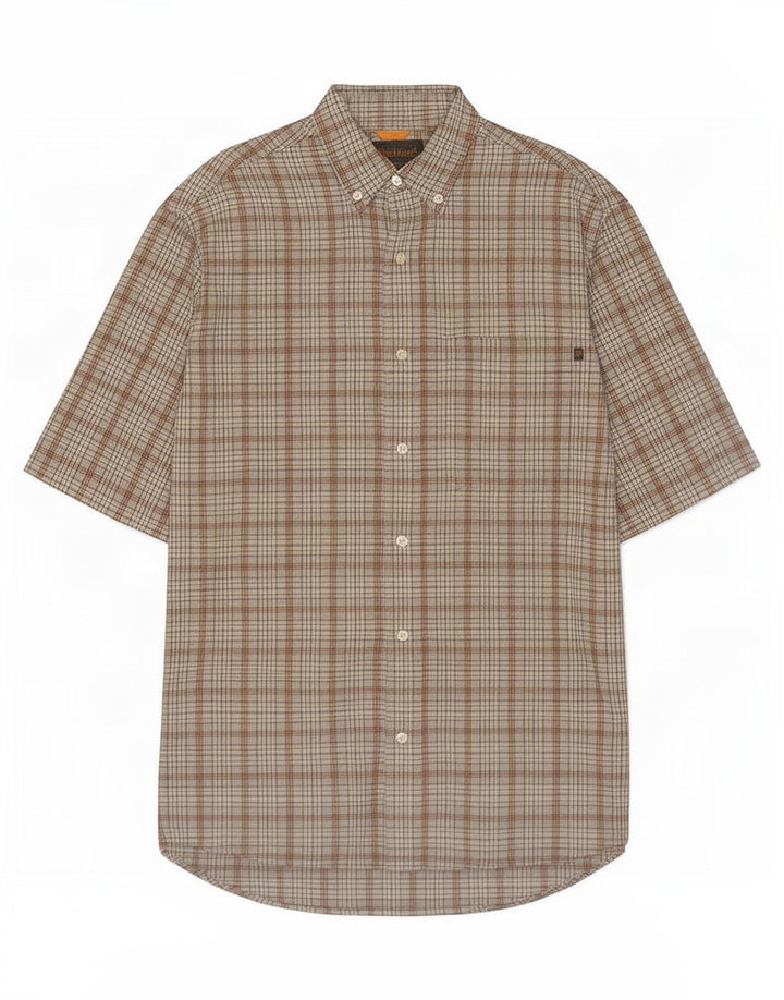Timberland Mens Short Sleeve Shirt Medium Grey Check Cotton