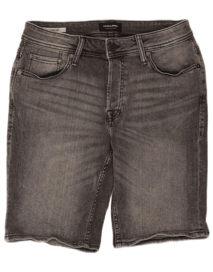 Jack & Jones Pantaloni scurți de denim obișnuiți pentru bărbați, mici W29, bumbac gri