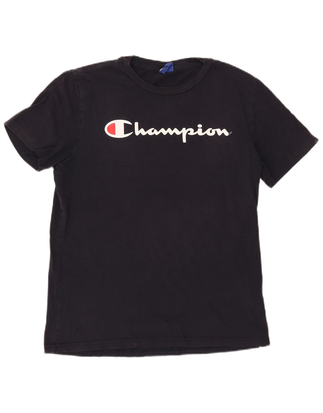 Champion Mens Graphic T-Shirt Top Medium Navy Blue Cotton