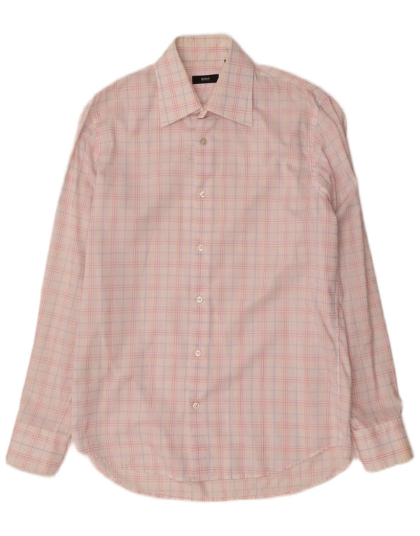 Hugo Boss Mens Shirt Size 39 15 1/2 Medium Multicoloured Check Cotton