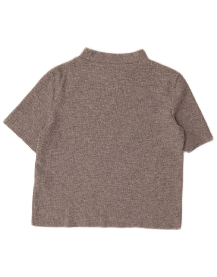 Zara Womens Crop T-Shirt Top UK 12 Medium Grey