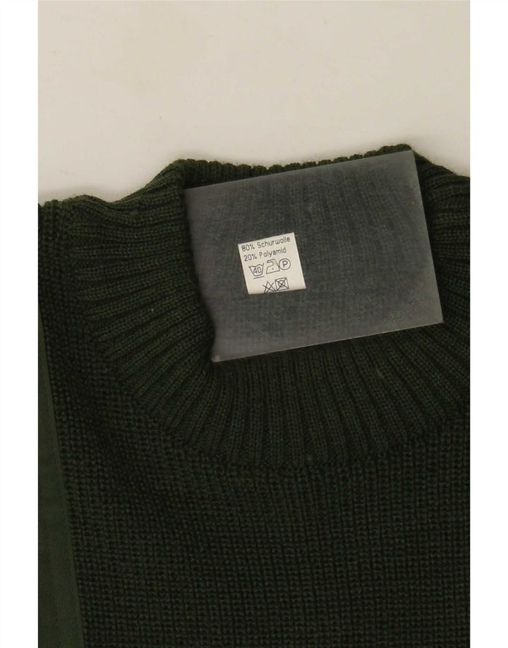 Halfen Mens Crew Neck Jumper Sweater IT 48 Medium Green Colourblock Wool