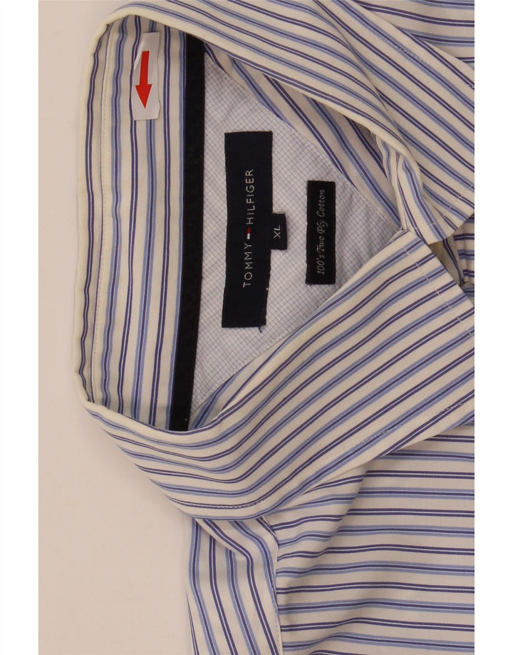 Tommy Hilfiger Mens Shirt XL Blue Striped Cotton