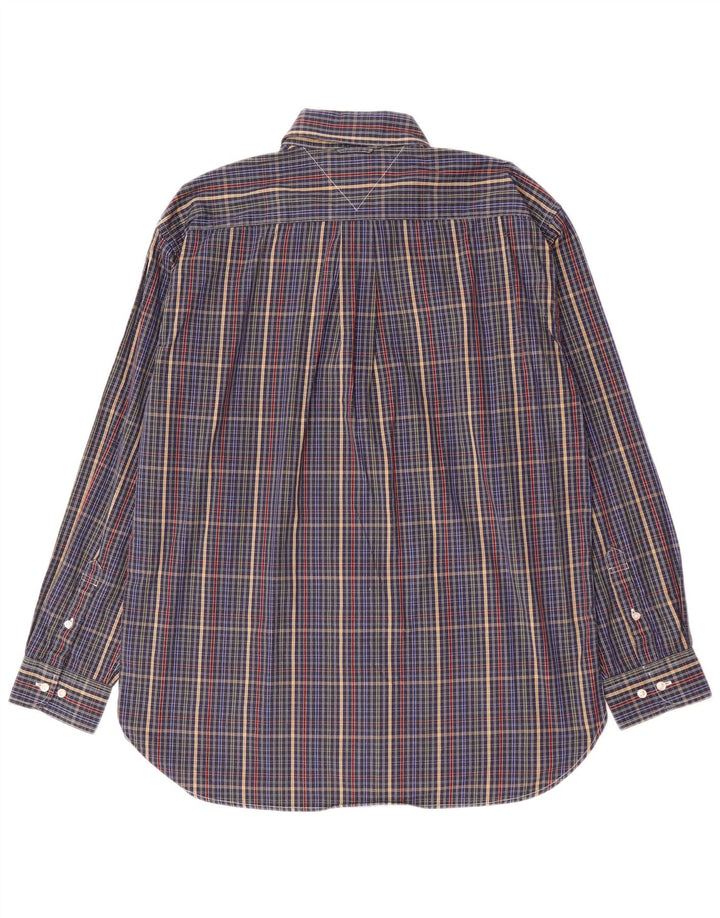 Tommy Hilfiger Mens Shirt Large Blue Check Cotton
