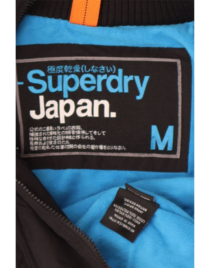 Superdry Womens Hooded Windbreaker Jacket UK 14 Medium Black Nylon
