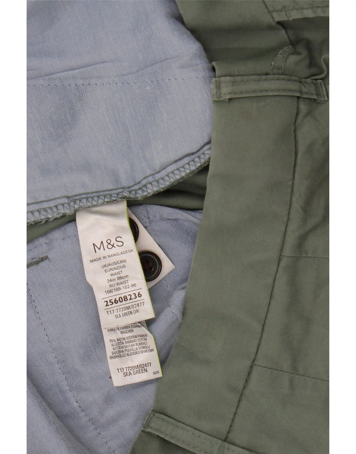 Marks & Spencer Mens Chino Shorts W34 Large  Green Cotton