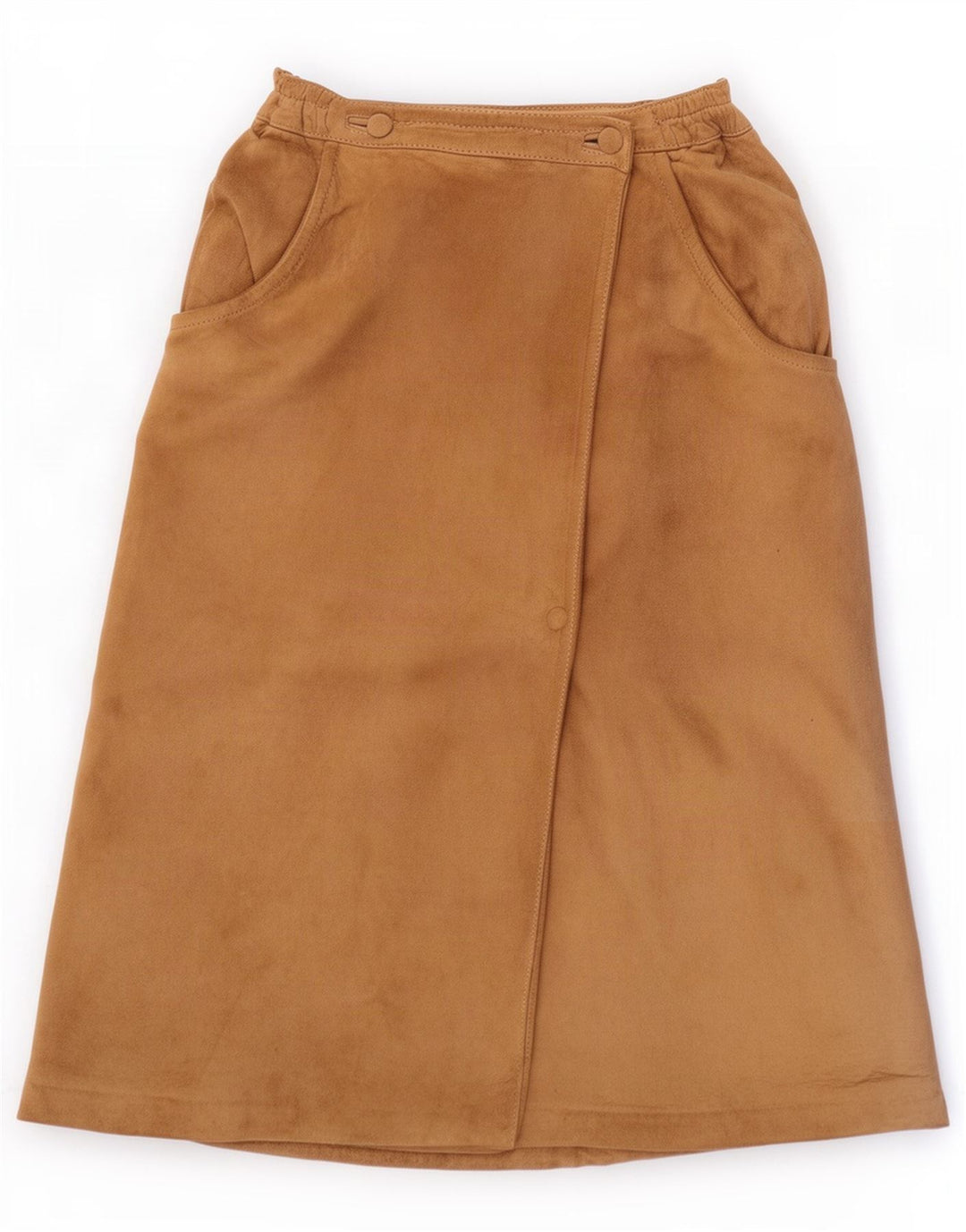 Vintage Womens Suede Wrap Skirt IT 42 Medium W27 Beige Leather