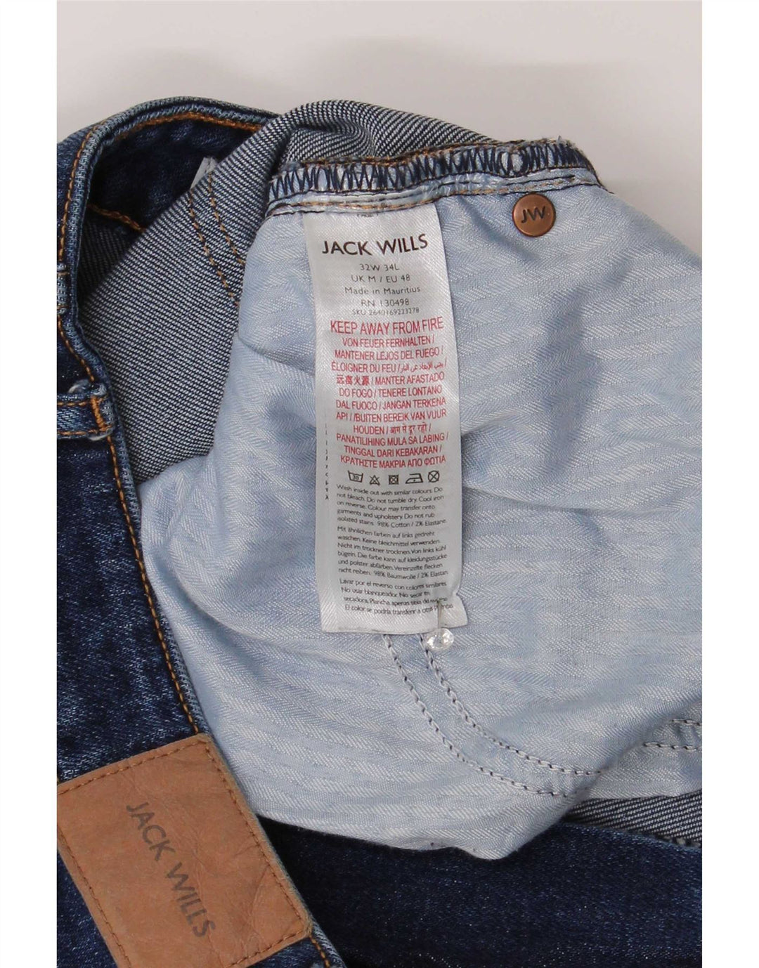 Jack Wills Mens Jeans Slim W32 L30 Azul Algodão