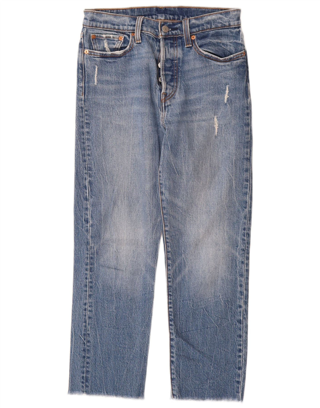 Levi's Womens Distressed Straight Jeans W27 L26 Blue Cotton