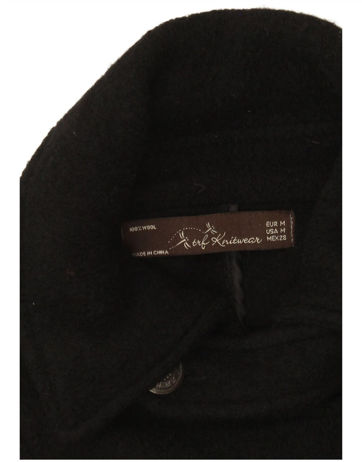 Zara Womens Trafaluc Pea Coat UK 12 Medium Black Wool