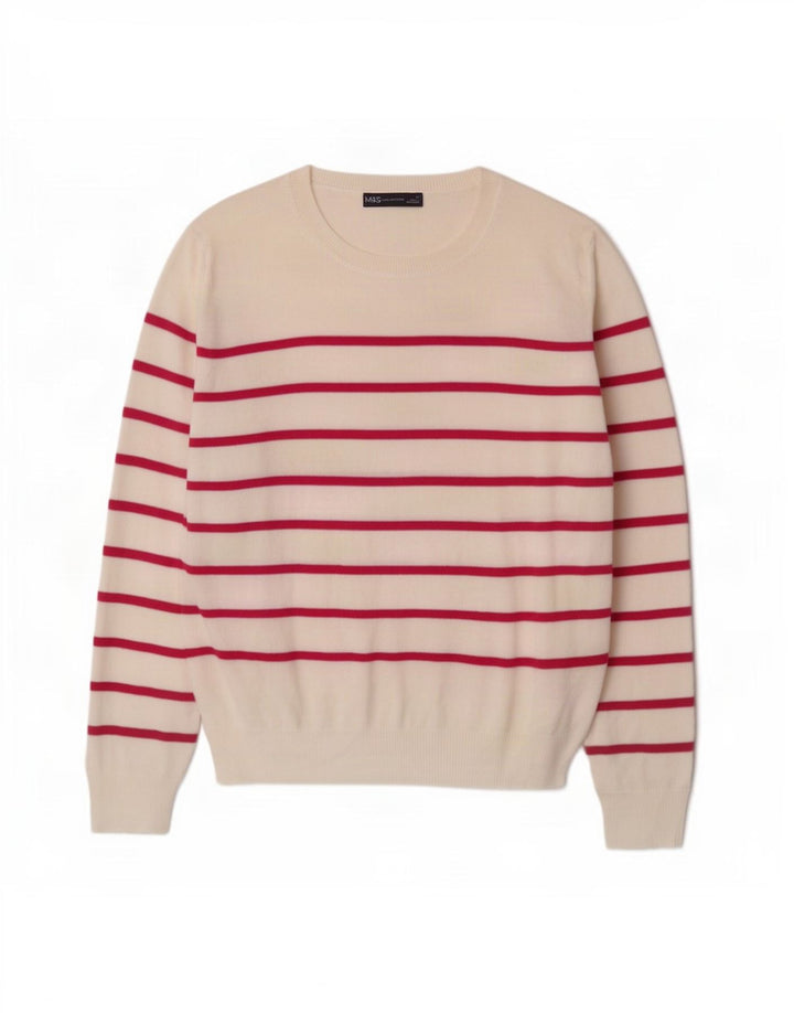 Marks & Spencer Womens Crew Neck Jumper Sweater UK 16 Large Off White