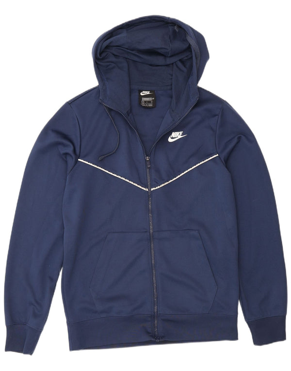 Nike Mens Standard Fit Zip Hoodie Sweater Small Navy Blue Polyester Sports