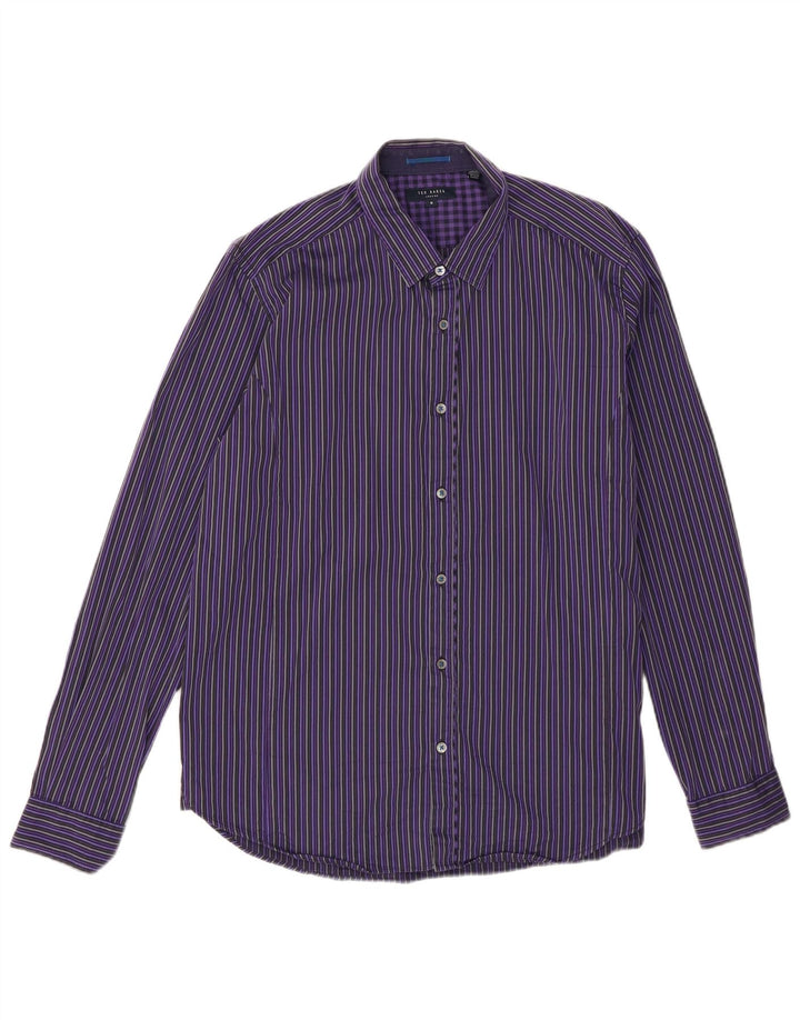 Ted Baker Chemise Homme Taille 6 2XL Violet Rayé Coton