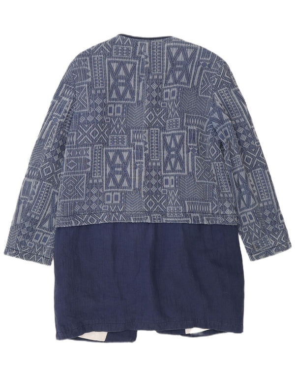 Zara Abrigo abierto para mujer UK 46 Grande Algodón geométrico azul marino