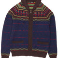 Farah Herren-Cardigan mit durchgehendem Reißverschluss, mittelblaue Fair-Isle-Wolle