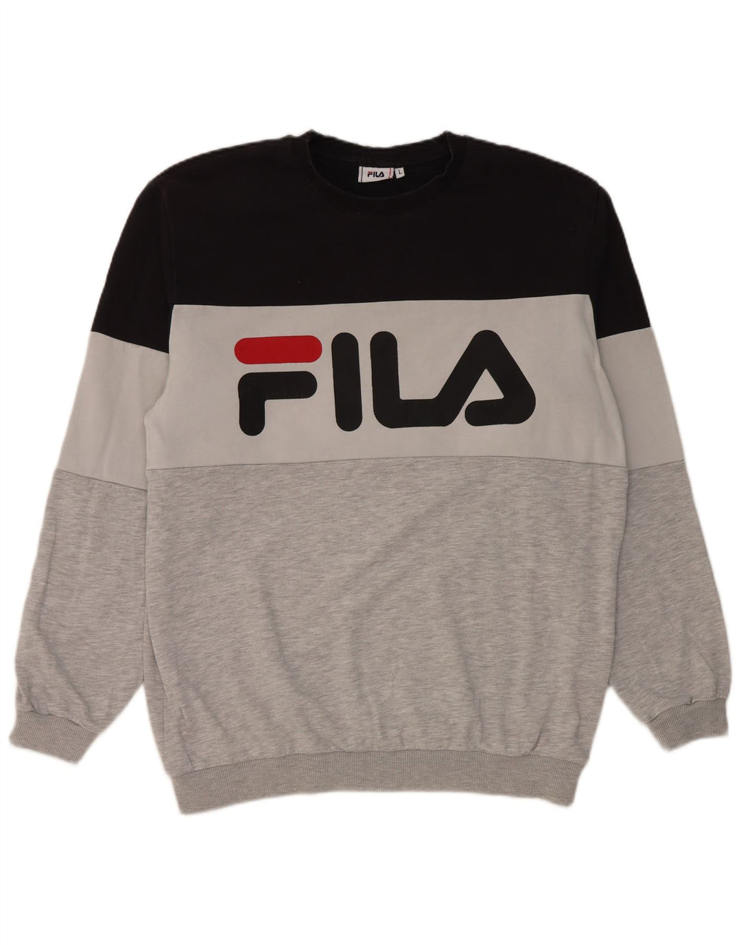 Fila Mens Graphic Sweatshirt Jumper Large Multicoloured Colourblock Cotton