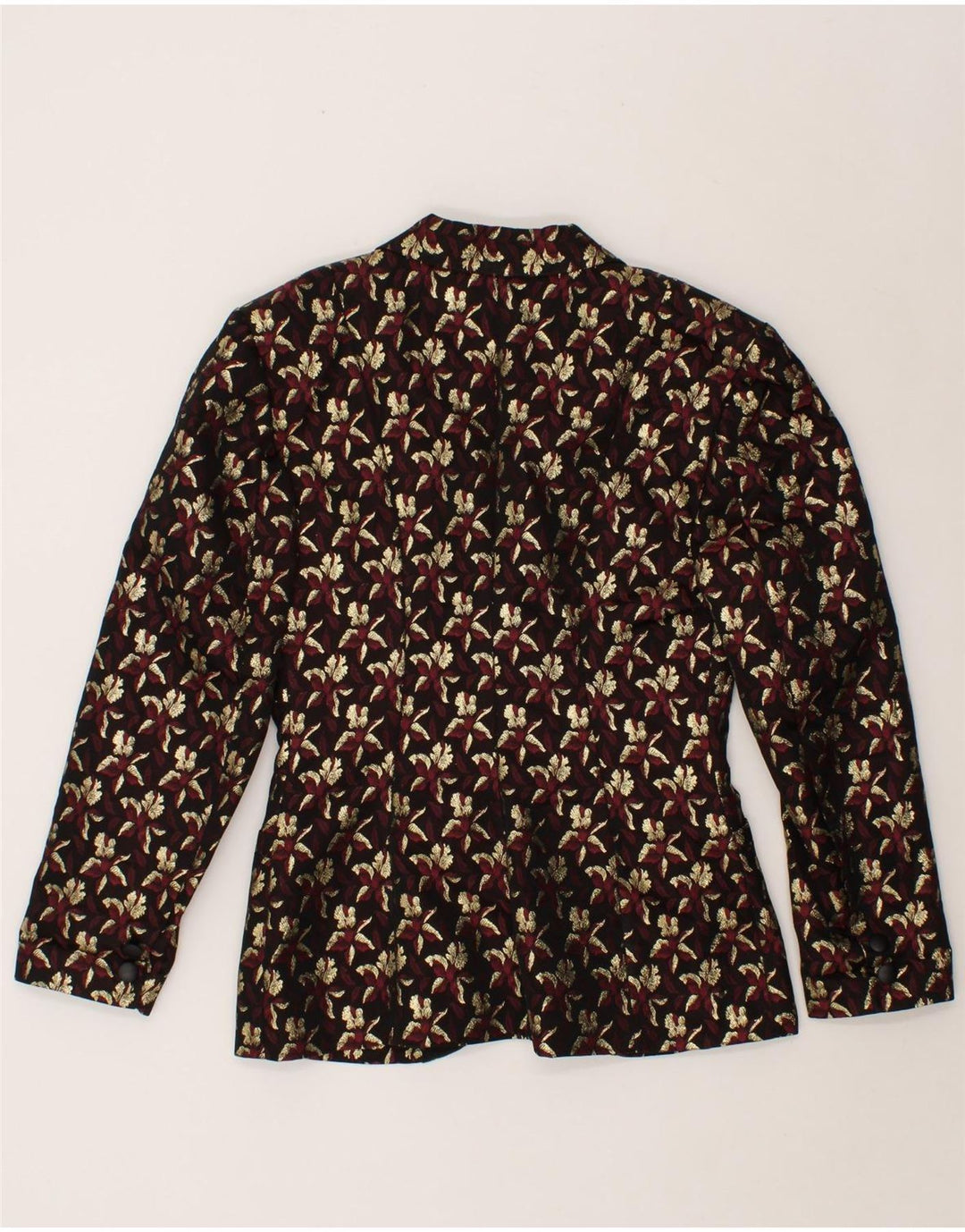 VINTAGE Womens 3 Button Blazer Jacket IT 42 Medium Maroon Floral Acetate Vintage Vintage and Second-Hand Vintage from Messina Hembry 