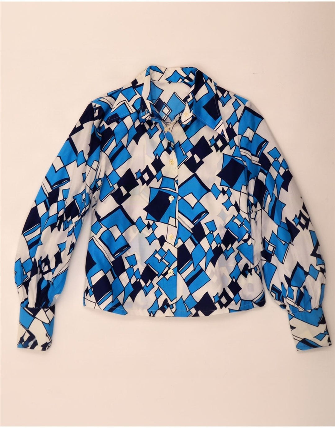 Vintage Womens Shirt Blouse IT 44 Medium Blue Geometric