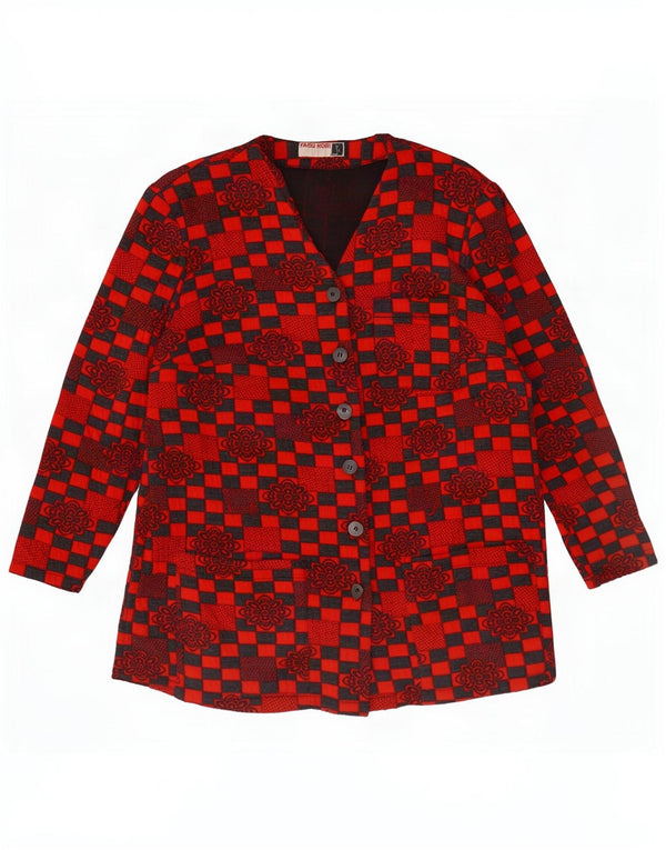 vintage Femme Cardigan Pull UK 18 XL Rouge Géométrique