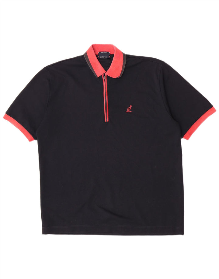 AUSTRALIAN L'ALPINA Mens Rugby Polo Shirt IT 50 Medium Black Polyester