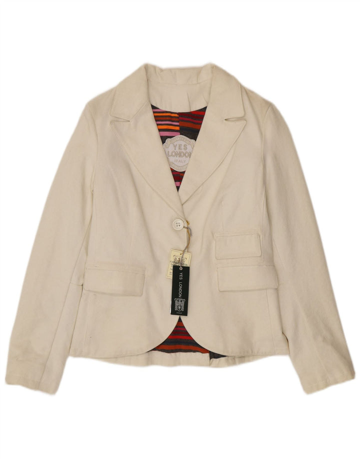 Yes London Veste Blazer 2 Boutons Femme IT 44 Coton Blanc Moyen